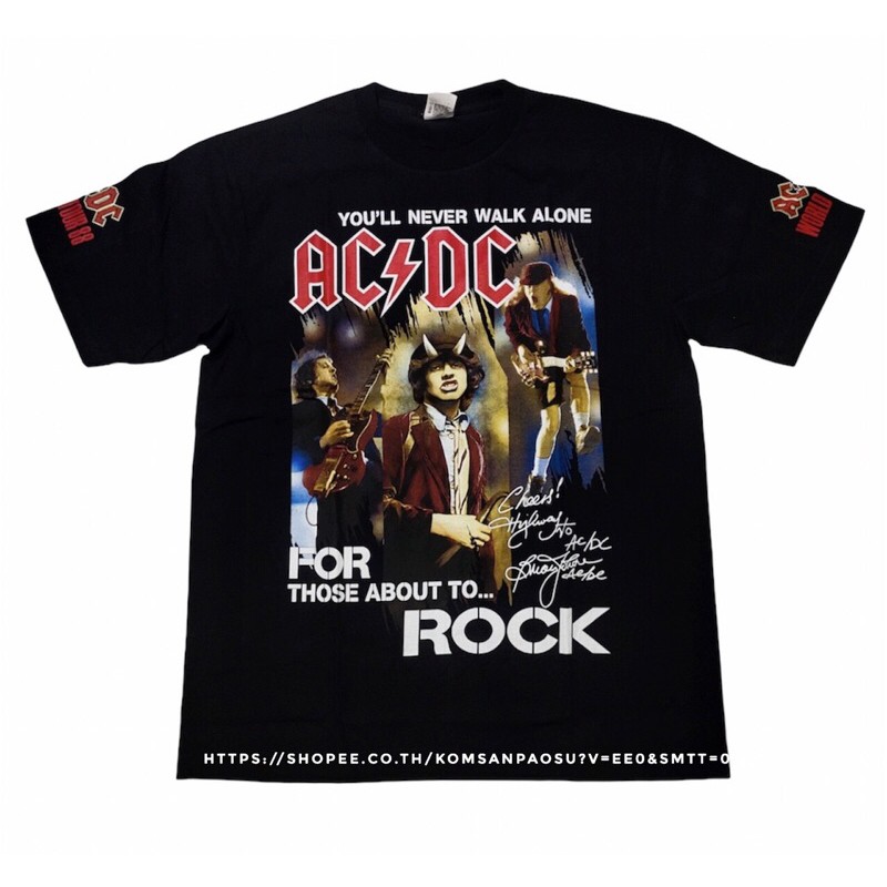 ผ้าฝ้าย เสื้อยืดวง AC/DC ACDC World Tour 88