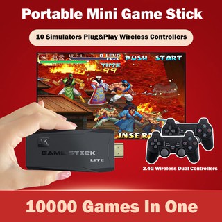 ราคา【Hot Selling】เกมคอนโซลวิดีโอเกมครอบครัว 10000 เกมรองรับ AV/HDMI Output M8