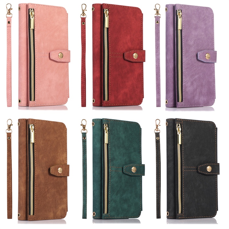 เคสโทรศัพท์หนังนิ่ม ฝาพับ พร้อมช่องใส่บัตร มีซิป ตั้งได้ สไตล์เรโทร สําหรับ Xiaomi 11T 10T POCO F3 X3 NFC Redmi Note 11 Pro 5G 11s