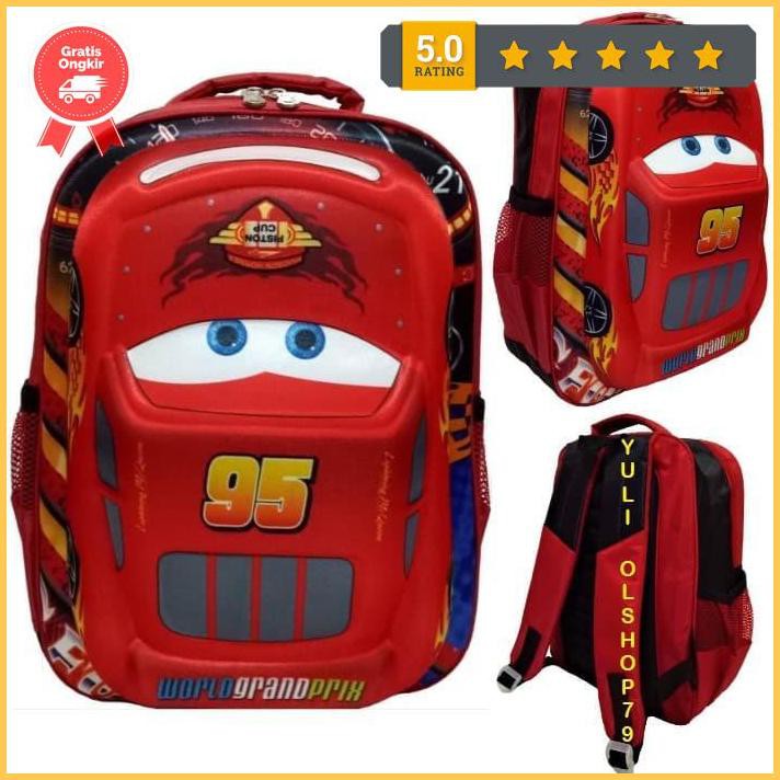 Cars Mc Queen 3D นูนกระเป๋าเด็กประถม Free898