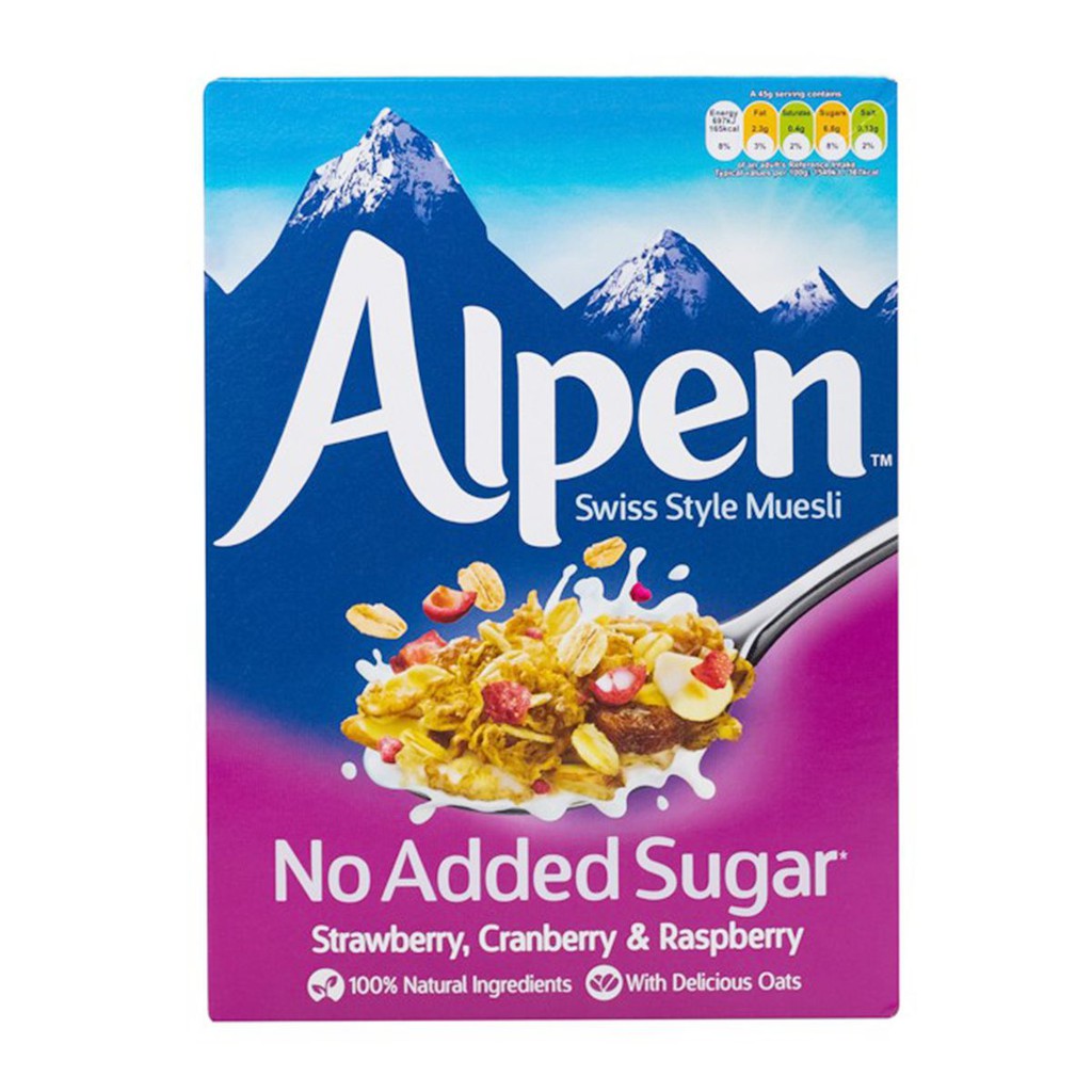 Alpen Muesli Nas Strawberry Cranberry 560g อัลเพนมูสลี่สตรอเบอร์รี่แครนเบอร์รี่ 560 กรัม  Alpen No A
