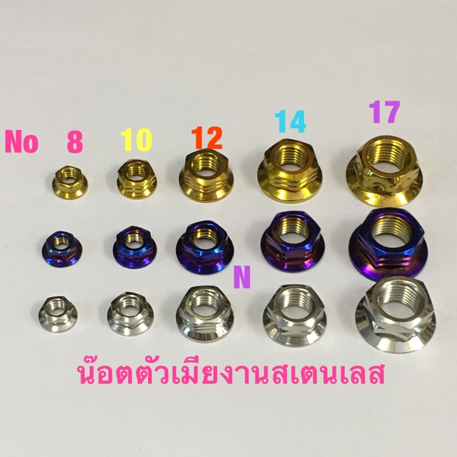 น๊อตตัวเมีย งานสเตนเลส(สเตนเลสไทย) ราคา/1ตัว ต้องการเบอร์ไหน เลือกได้ครับ