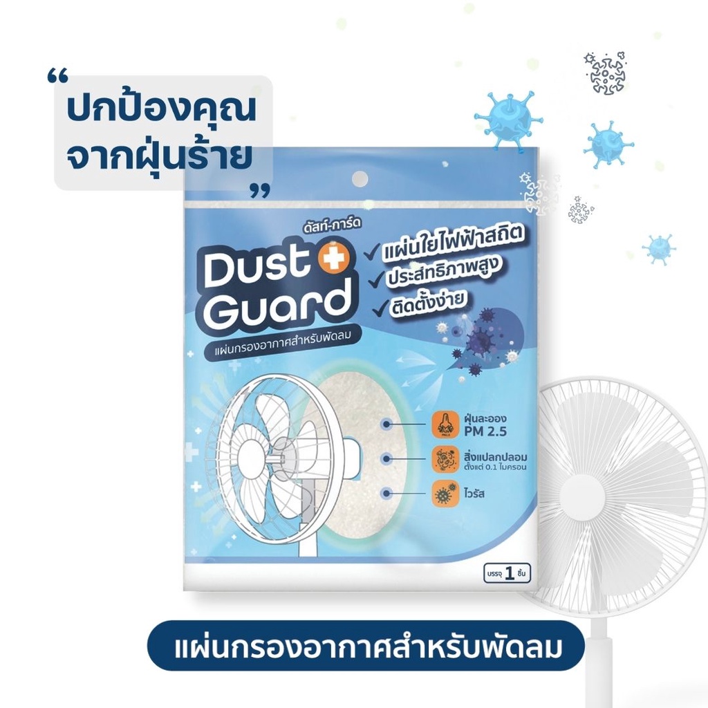 แผ่นกรองอากาศพัดลม Dust Guard กรองฝุ่น PM 2.5 กรองไวรัส เชื้อโรค เกสร
