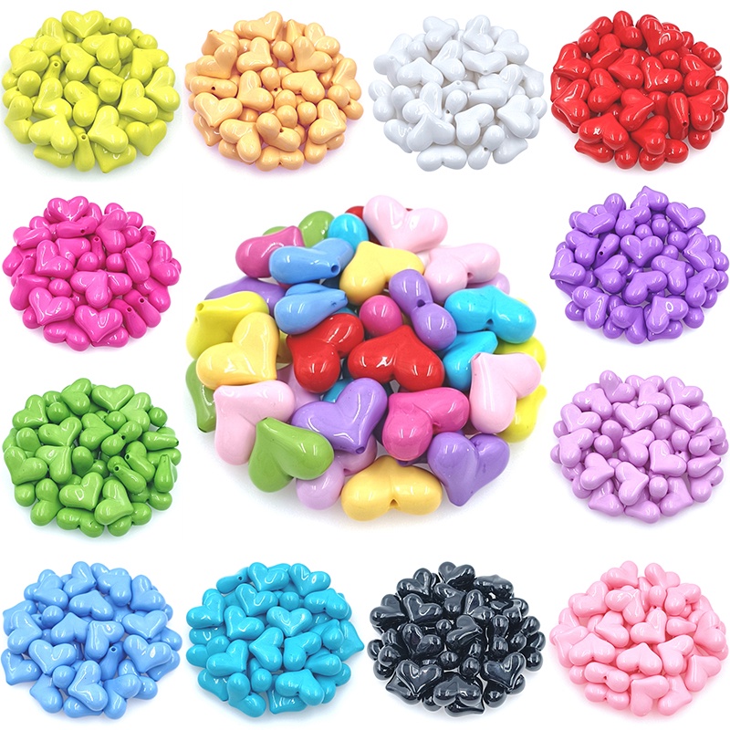 5 ชิ้น Handmade อุปกรณ์เสริม Big Spacer ลูกปัดสําหรับเครื่องประดับทํารูปหัวใจ 17 มม.* 22 มม.อะคริลิค Colourful DIY หลวมสี Candy