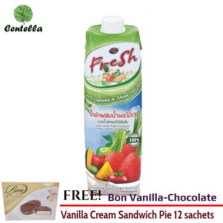 M&amp;K FRESH MIX FRUIT JUICE100%1L*1 Free Bon Vanilla-Chocolate Vanilla Cream Sandwich Pie 12 sachets 240 gram