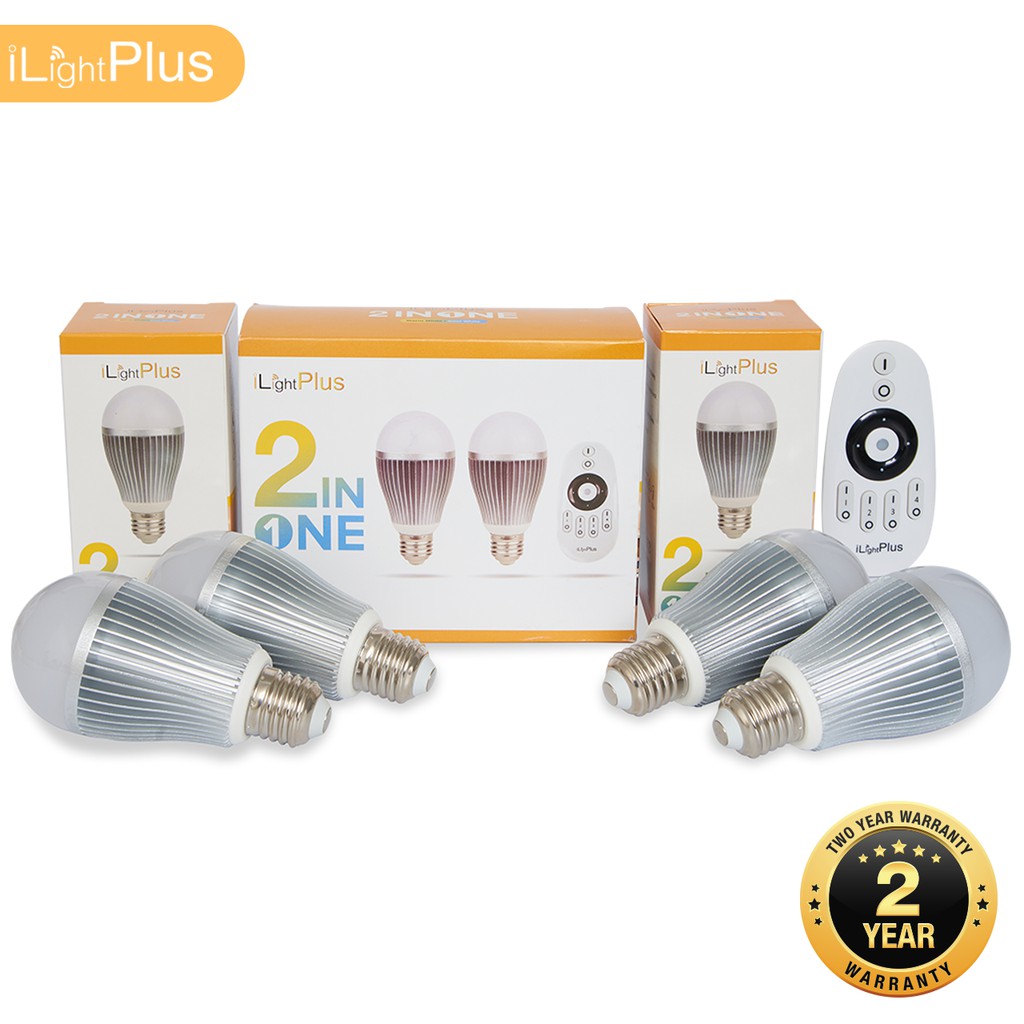 [ส่งไว ใช้นาน มอก.] iLightPlus หลอดไฟ LED รุ่น 2in1 (9W) 4 หลอดพร้อมรีโมท 1 ตัว