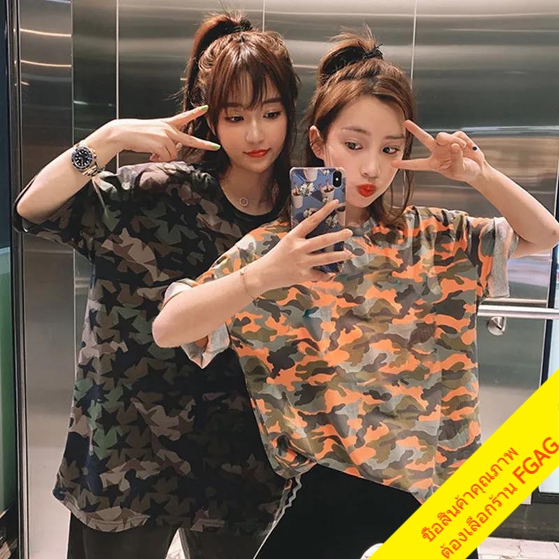 เสื้อยืดแขนสั้นทรงหลวมสไตล์เกาหลี oversize เสื้อผ้าแฟชั่นวัยรุ่นน่ารัก เสื้อโอเวอร์ไซส์ผู้หญิง คู่รัก ลายการ์ตูน