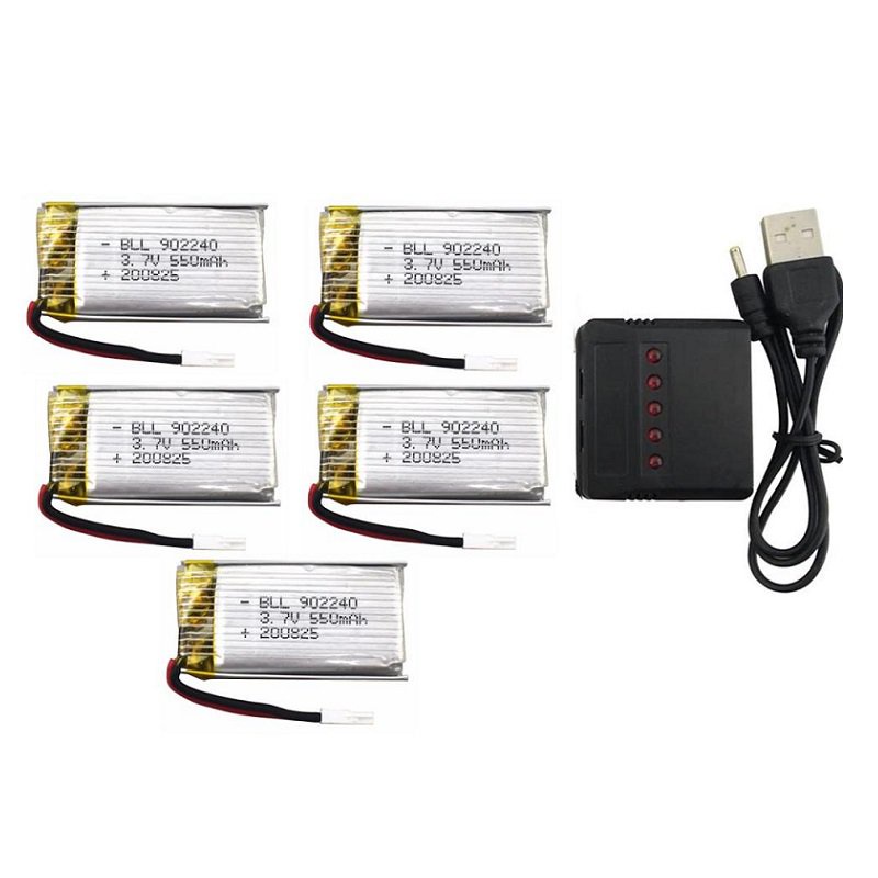 5PCS 3.7V 550mAh แบตเตอรี่ 5 In 1 Charger สำหรับ SP300 ZF04 Gesture Sensing Quadcopter Drone อะไหล่ 