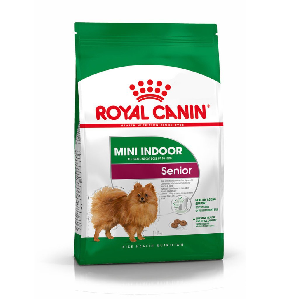 Royal Canin Mini indoor Senior 1.5 kg.อาหารชนิดเม็ดสำหรับสุนัขโตพันธุ์เล็ก Exp.01/2027