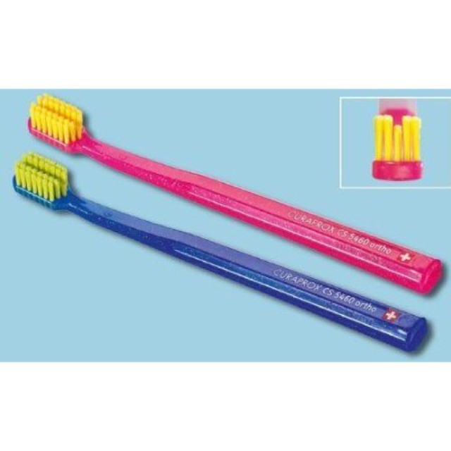 ₪✈◄Curaprox 5460 ortho แปรงสีฟันสำหรับคนจัดฟัน ของแท้ เลือกสีได้