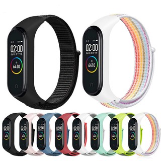 สายนาฬิกาข้อมือไนล่อนทอ พร้อมกรอบซิลิโคน สําหรับ Xiaomi Mi Band 3 4 5 6 7Miband 3 4 5 6 7