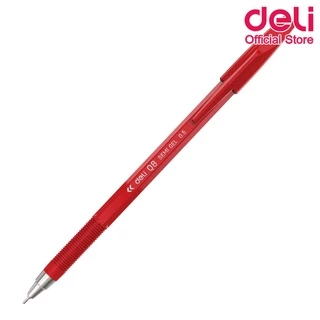 ปากกาเจล Deli หมึกสีแดง 0.5mm (แพ็คกล่อง 12 แท่ง) ปากกาเจล เขียนลื่น ใช้ได้นาน เส้นคมชัด ตีเส้น เขียนได้เรียบเนียน