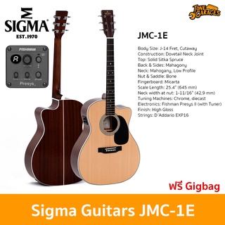 Sigma Guitars JMC-1E Acoustic Guitar กีต้าร์โปร่งไฟฟ้า กีต้าร์อะคูสติกไฟฟ้า ทรง Jumbo แถมฟรี Gigbag