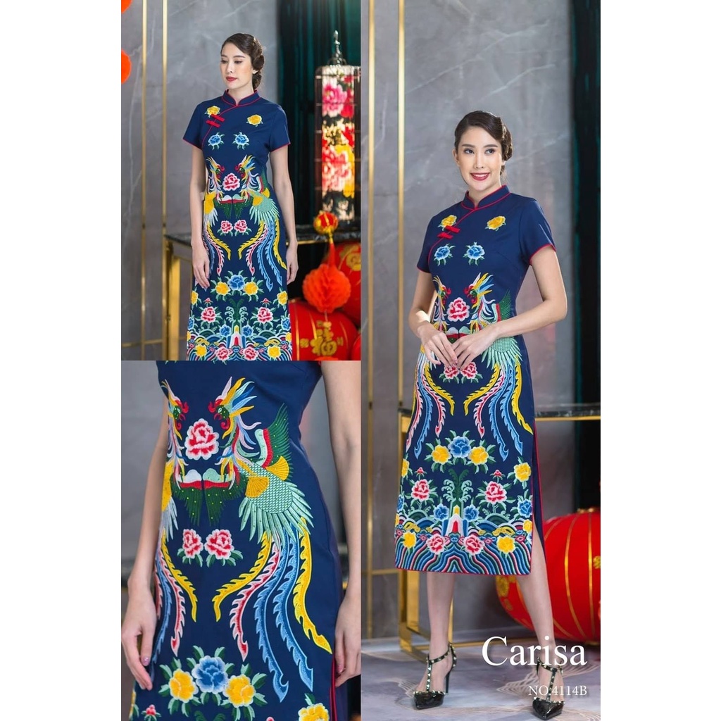Carisa ชุดเดรส กี่เพ้า ชุดจีน ปักลายหงษ์ทั้งตัว งานสวยหรูพรีเมี่ยม ผ่าข้างทั้งสองข้าง มีซิปหลัง ซับใน [4114] - รูปที่ 5