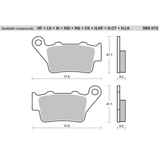 ผ้าเบรคหลัง SBS สำหรับ BMW F800GS ปี 08-20 F800GT ปี 13-20 F800R ปี 09-18 F800S/ST ปี 06-14