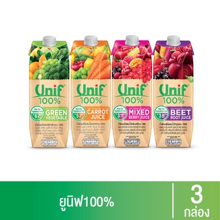 [3 กล่อง] Unif 100% น้ำผักผลไม้รวม100% 1000มล.