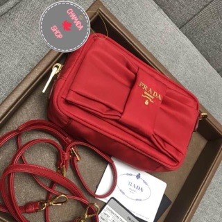 🍃PRADA 1NF727 TESSUTO FIOCCO ROSSO