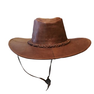 หมวกคาวบอยหนังแท้ 100% กันแดดชาย หน้าเรียบ Cowboy Hat ใส่ได้ทั้งชายและหญิง