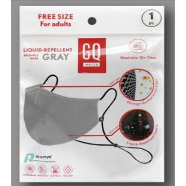 🍒พร้อมส่ง🍒หน้ากาก GQ white สีชมพู/ฟ้า/เทา (1ชิ้น)