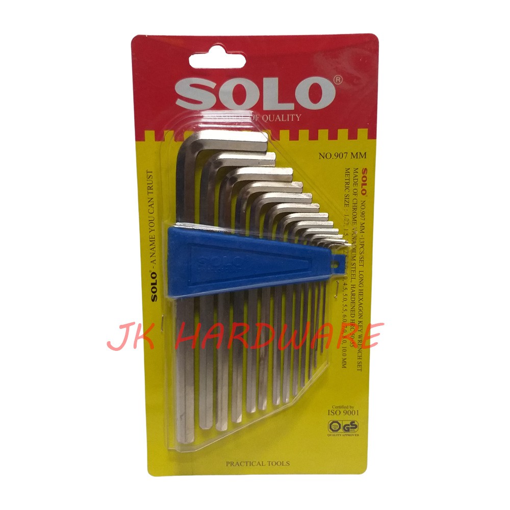 SOLO 907 MM ประแจตัวแอล ประแจหกเหลี่ยม กุญแจตัวแอล 13 ตัวชุด