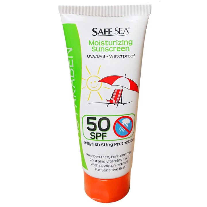 (หมดอายุ มี.ค.2571) โลชั่นกันแดด spf 50 กันพิษแมงกะพรุน ริ้น ไร แตนทะเล Safe sea lotion SPF50 (แท้ 100%) sunscreen