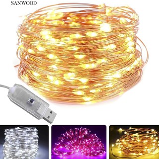 ❄5/10 เมตรกันน้ำ USB LED ทองแดงลวด Fairy String Light Christmas Party Decor