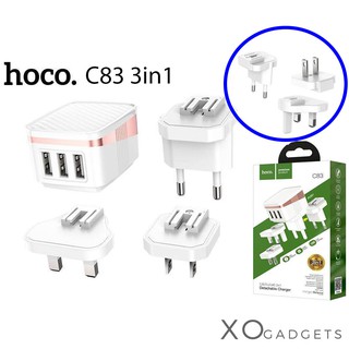 Hoco C83 ที่ชาร์จพินแบบถอดได้, เอาต์พุต USB 3 ช่อง 2.4A, ปลั๊ก US / EU / UK สามารถถอดและเปลี่ยนได้ตลอดเวลา