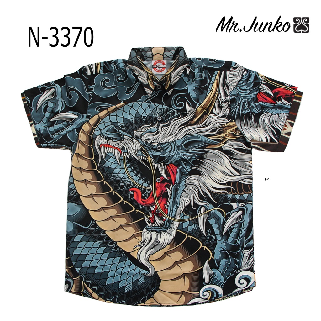 ส่งฟรี เสื้อเชิ้ตแขนสั้น งานต่อลาย Mr-Junko ผ้าซาติน นุ่มใส่สบายไม่ร้อน N-3370