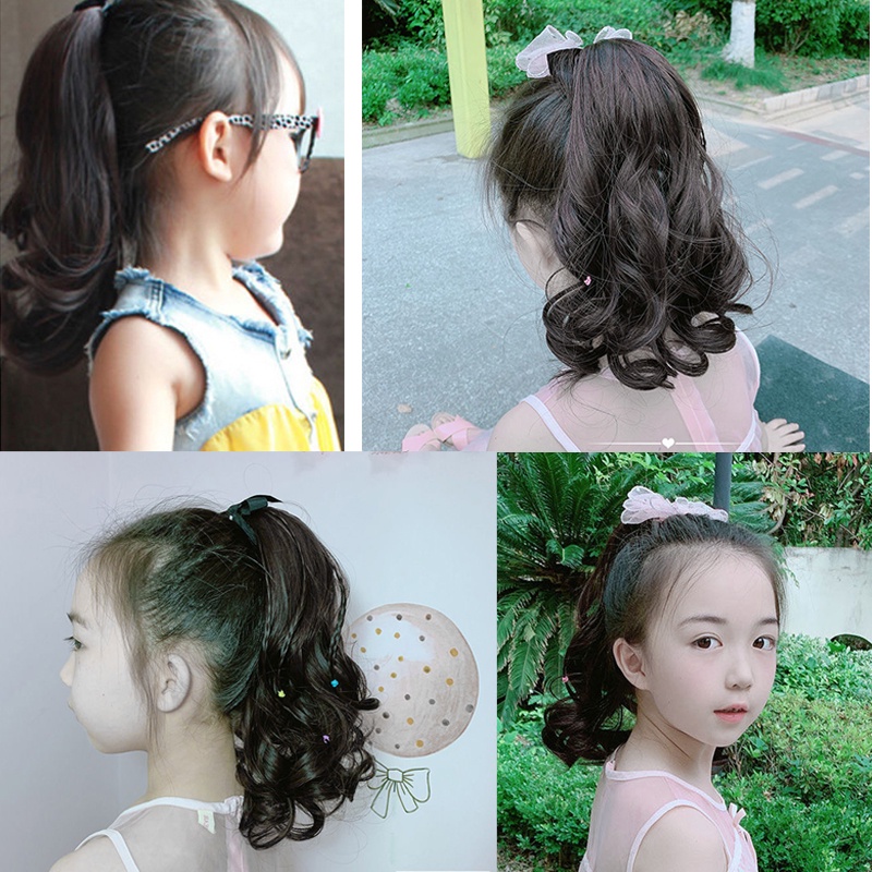 แฮร์พีชหางม้า ผมสังเคราะห์ แบบสั้น แบบหยิก สําหรับเด็ก - รูปที่ 3