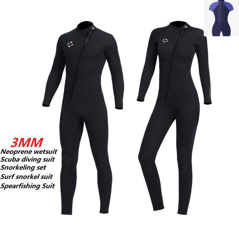 Dive&Sail ชุดว่ายน้ําดําน้ําวันพีชดําน้ํามีซิปด้านหน้า 3 มม. สําหรับดําน้ําตกปลากีฬาทางน้ํา 2HTI