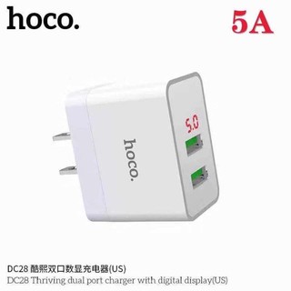 Hoco DC28 Adapter ที่ชาร์จไฟโทรศัพท์ 2USB 5A LED Display