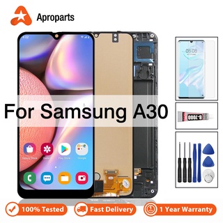 หน้าจอสัมผัสดิจิทัล LCD A30 100% พร้อมกรอบ แบบเปลี่ยน สําหรับ Samsung Galaxy A30 A305 A305FN A305G