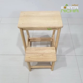 เก้าอี้บันได เก้าอี้ไม้ยางพารา พับเก็บได้ หยิบของบนที่สูง Size 47.5x38x55 cm.