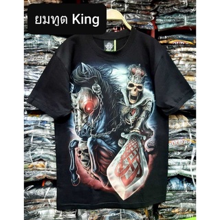 แบรนด์แท้ 100% Rock Eagle เสื้อยืดเรืองแสง สกรีนลาย หน้า - หลัง ลายยมทูต king