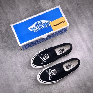 Vans รองเท้าสลิปออน สีดํา สีขาว สไตล์คลาสสิก