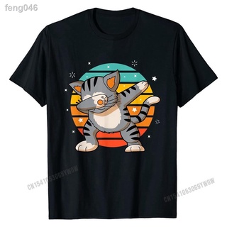 ✙♣﹍☸✻ Dabbing Cat Funny Dab Lover ของขวัญเสื้อยืดผ้าฝ้าย Tees ปกติขายส่ง Hipster O-Ne