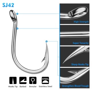 PRO BEROS ตกปลาทะเลสแตนเลสสตีลเงินตะขอตกปลา Barbed Anchor hook น้ำทะเลทนต่อการกัดกร่อน Jig Hook