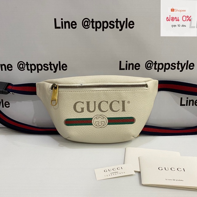 💯แท้ สายยาวคาดอก Gucci print leather belt bag