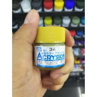 สีสูตรน้ำ Mr.Acrysion Color N34 CREAM YELLOW (Gloss) 10ml