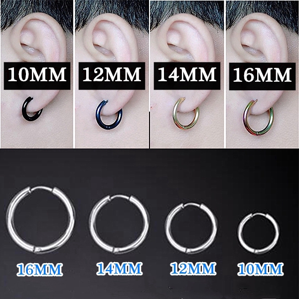ต่างหูห่วง สเตนเลส 8 มม. 10 มม. 12 มม. 14 มม. เครื่องประดับแฟชั่น สําหรับผู้ชาย ผู้หญิง 1 ชิ้น