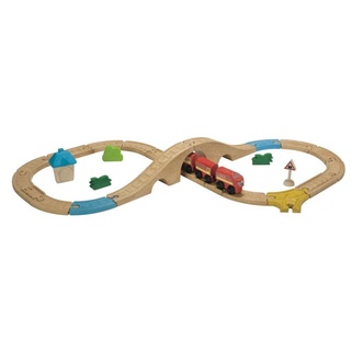 PlanToys 6605 Figure 8 Railway ของเล่นไม้ บทบาทสมมุติ ชุดรางรถไฟเเบบเลข 8