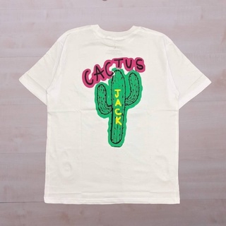 เสื้อยืดโอเวอร์ไซส์เสื้อยืด ลาย CACTUS JACK TRAVIS SCOTT สีขาวS-3XL