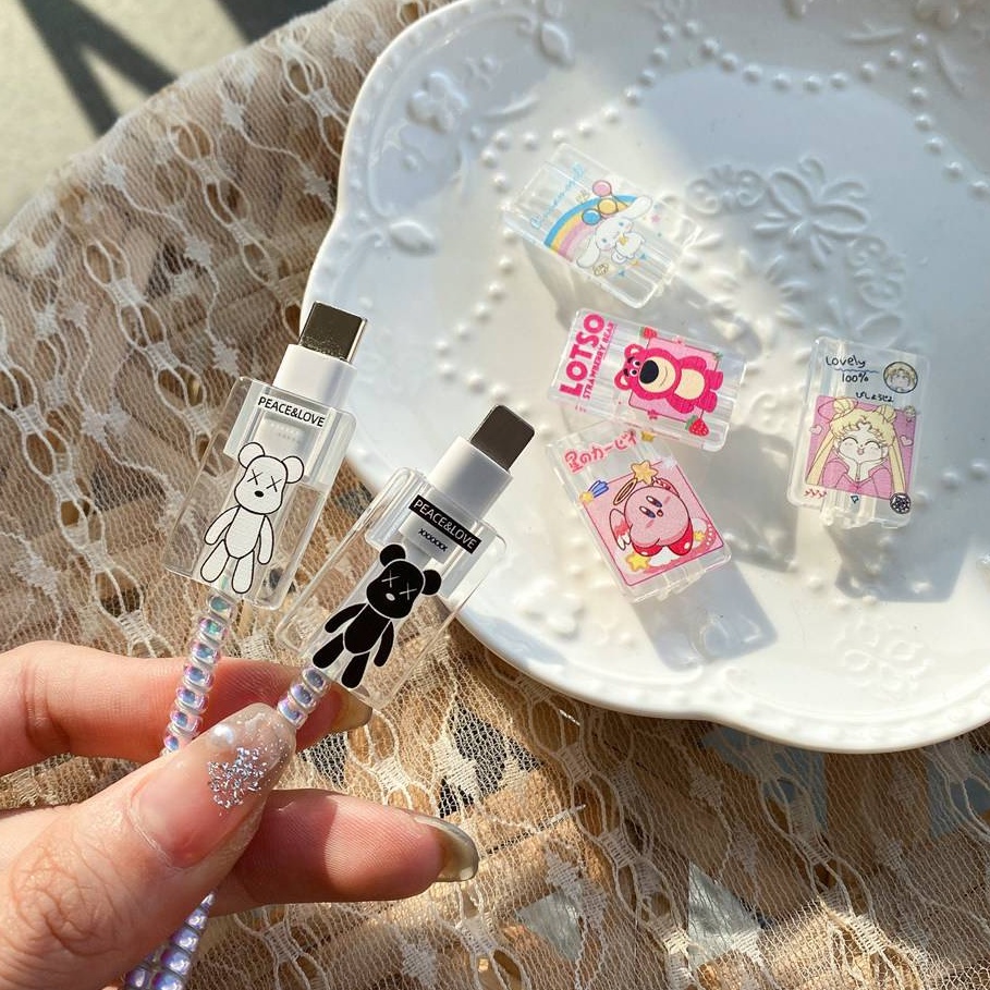 เคส TPU นิ่ม ป้องกันสายชาร์จ USB ลายการ์ตูนกระต่าย หมี รูปที่ 3