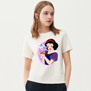 เสื้อยืดลำลอง แขนสั้น ลายเจ้าหญิง Alice Snow White สำหรับผู้หญิง