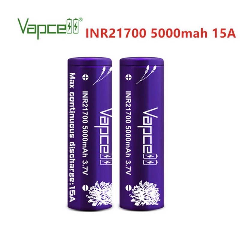 Vapcell INR21700 5000mAh 3.7V 15A ก้อนสีม่วง ของแท้