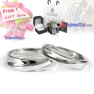 Finejewelthai-แหวนคู่-แหวนเงิน-เงินแท้ 925-แหวนหมั้น-แหวนเพชร-แหวนแต่งงาน-Coupl-silver-wedding-ring - Gift_set40