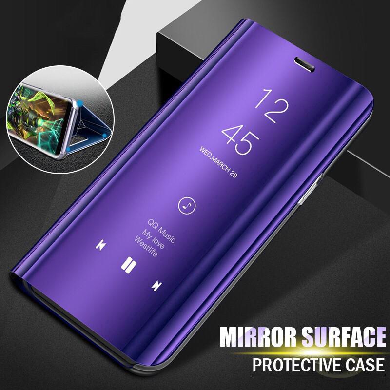🔥 มีพร้อมส่ง 🔥 เคส Samsung Galaxy A6 A8 Plus 2018 กรณี เคสแข็ง Clear Smart View Standing Mirror Flip Case Cove