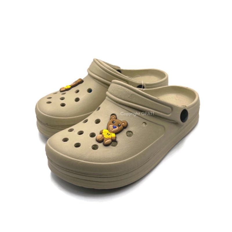 Gpatt : High Plain Clogs With New Jibbitz รองเท้าสวมผู้หญิงหัวโตสีเอิร์ธโทน
