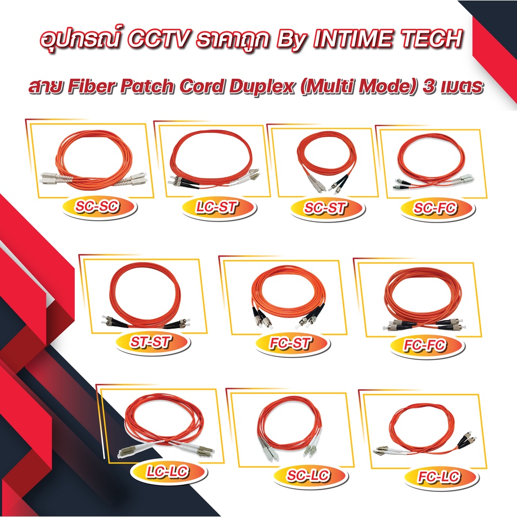 Patch Cord Fiber Mutimode FC-FC / FC-LC / FC-ST / LC-LC / LC-ST / SC-FC / SC-LC / SC-SC / SC-ST / ST