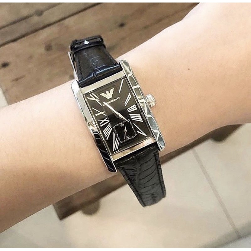 Emporio Armani silver with black dial watch